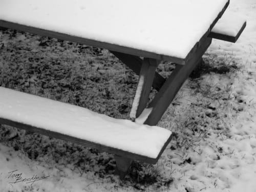 Picnic Table After Light Snow
