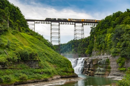 Train Crossing the Old Portageville Bridge