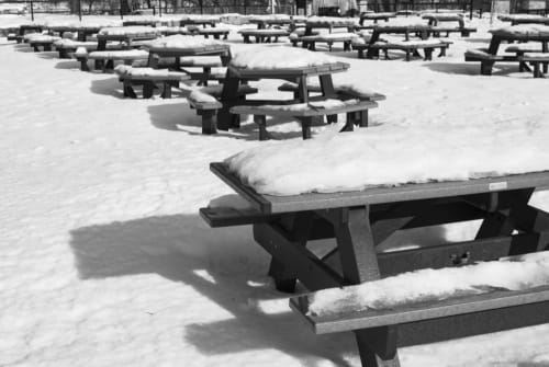 Snow Covered Picnic Tables